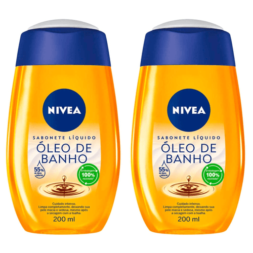 Kit com 2 Unidades de Sabonete Liquido Nivea Natural Oil 200mL