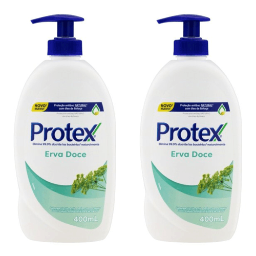 Kit com 2 Unidades de Sabonete Líquido Protex Erva Doce 400ml Kit com 2 Unidades de Sabonete Líquido Protex Erva Doce 400ml