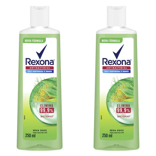 Kit com 2 Unidades de Sabonete Líquido Rexona Antibacterial Erva-Doce 250ml