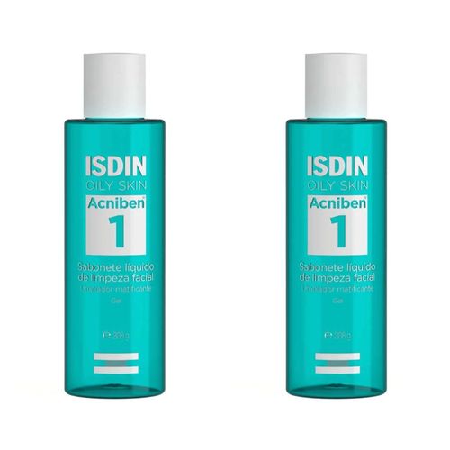 Kit com 2 Unidades de Sabonete Líquido Facial Acniben 1 Isdin 208g Kit com 2 Unidades de Sabonete Líquido Facial Acniben 1 Isdin 208g