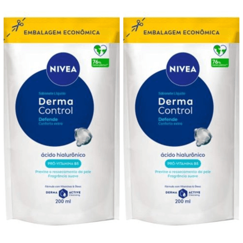 Kit com 2 Unidades de NIVEA Sabonete Líquido Derma Control Defende 200ml
