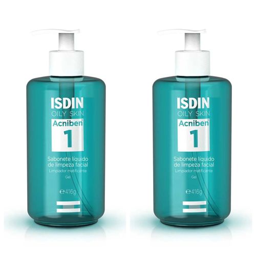 Kit com 2 Unidades de Isdin Oily Skin Sabonete Líquido Facial Acniben 416g