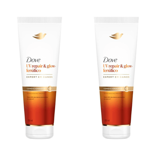 Kit com 2 Unidades de Dove Condicionador UV Repair & Glow + Ferúlico 250ml Kit com 2 Unidades de Dove Condicionador UV Repair & Glow + Ferúlico 250ml
