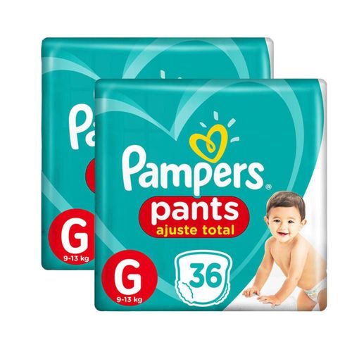 Kit 2 Fraldas Pampers Pants Ajuste Total Mega G 72 tiras Kit 2 Fraldas Pampers Pants Ajuste Total Mega G 72 tiras