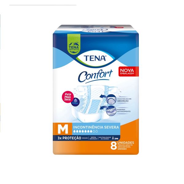 Fralda Geriátrica Tena Confort M com 8 Unidades