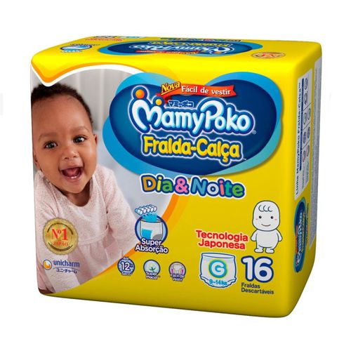 Fralda Calça MamyPoko Dia e Noite Tamanho G Pacote Regular com 16 Fraldas Descartáveis Fralda Calça MamyPoko Dia e Noite Tamanho G Pacote Regular com 16 Fraldas Descartáveis