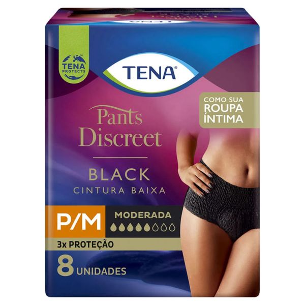 Fralda Adulto Tena Pants Discreet Black P/M 8 Unidades