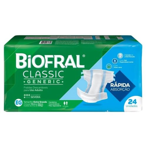 Fralda Adulto Biofral Classic Mega Eg 24 Unidades Fralda Adulto Biofral Classic Mega Eg 24 Unidades