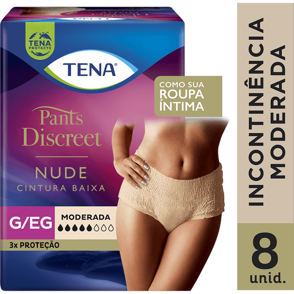 Fralda Adulto Tena Pants Discreet Nude G/Eg 8 Unidades