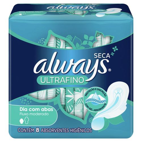 Kit c/9 Absorvente Always Ultrafino Seca com abas 8 unidades