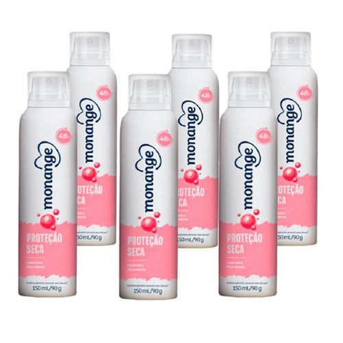 Kit c/6 Unidades de Desodorante Aero Monange 90g Proteção Seca