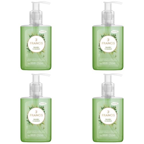 Kit c/4 Unidades de Sabonete Líquido Francis Pump 250ml Verde