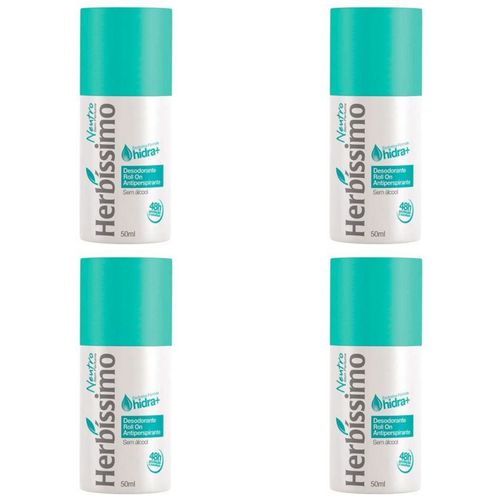 Kit c/4 Unidades de Desodorante Rollon Herbissimo 50ml Neutro Kit c/4 Unidades de Desodorante Rollon Herbissimo 50ml Neutro
