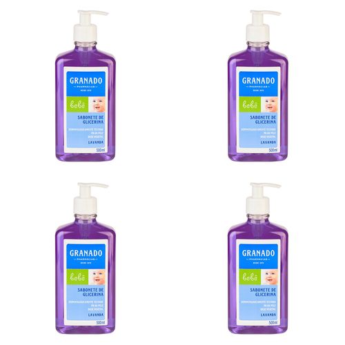 Kit c/4 Sabonetes Liquido Infantil Granado Bebê 500ml Lavanda