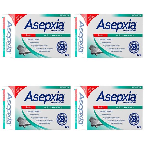 Kit c/4 Sabonetes Asepxia Barra 80g Forte