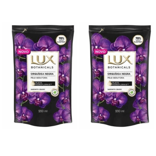 Kit c/2 Sabonetes Líquido Lux Refil 200ml Orquídea Negra Kit c/2 Sabonetes Líquido Lux Refil 200ml Orquídea Negra