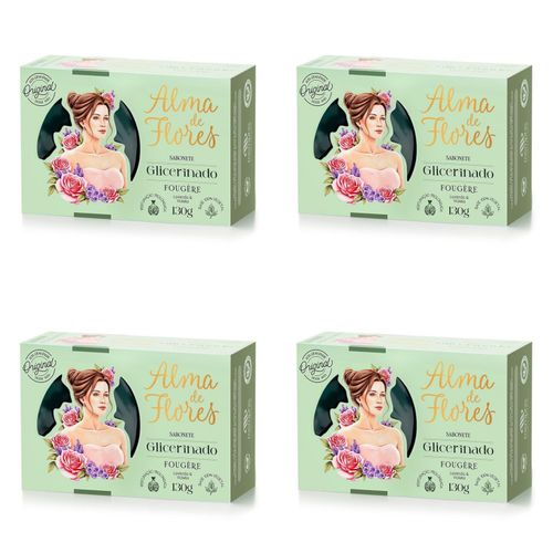 Kit c/4 Sabonetes Alma De Flores Glicerinado 130g Fougere Kit c/4 Sabonetes Alma De Flores Glicerinado 130g Fougere