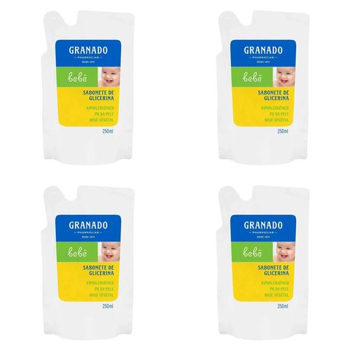 Kit c/4 Sabonetes Líquido Infantil Granado Bebê Refil 250ml Tradicional