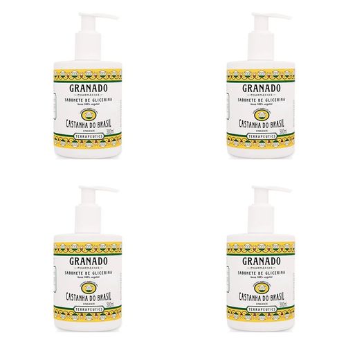 Kit c/4 Sabonetes Líquido Granado Terrapeutics 300ml Castanha Brasil