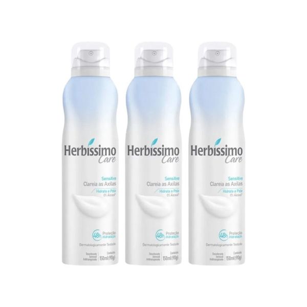 Kit c/3 Unidades de Desodorante Aero Herbissimo Care 150ml Sensitive
