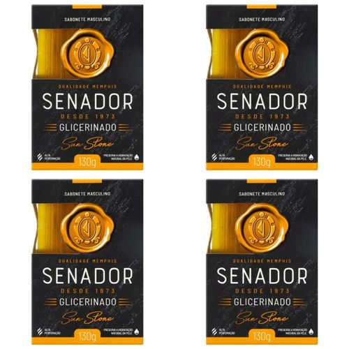 Kit c/4 Sabonetes Senador Glicerinado 130g SUN Stone Kit c/4 Sabonetes Senador Glicerinado 130g SUN Stone