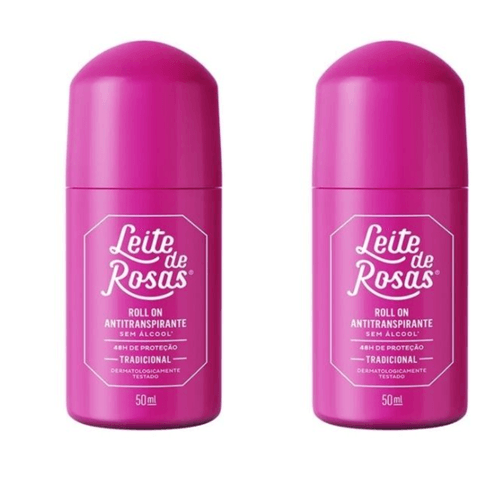 Kit c/2 Desodorantes Rollon Leite De Rosas 50ml