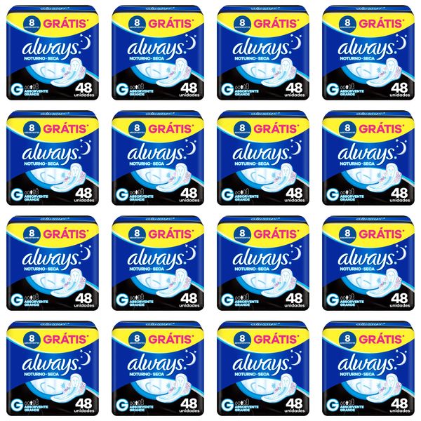 Kit c/16 Absorventes Always Noturno Seca ”G” c/48 Unidades cada