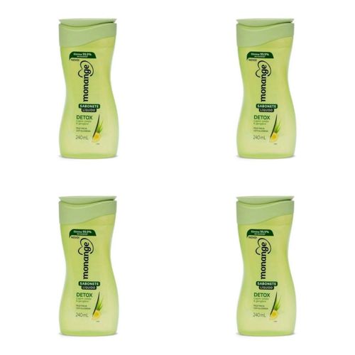 Kit c/4 Sabonetes Liquido Monange 240ml Detox