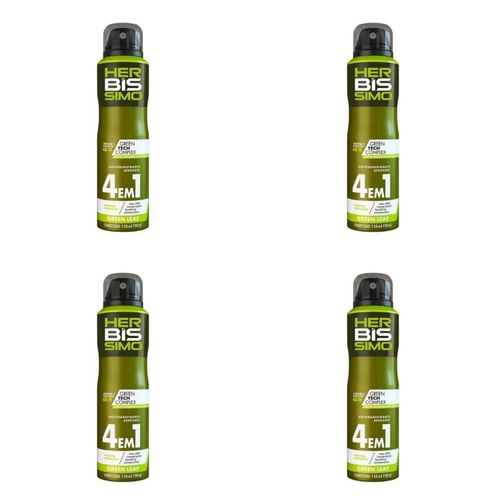 Kit c/4 Unidades de Desodorante Aerosol Herbissimo 150ml Green Leaf Kit c/4 Unidades de Desodorante Aerosol Herbissimo 150ml Green Leaf
