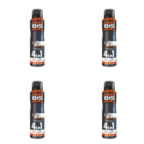 Kit c/4 Unidades de Desodorante Aerosol Herbissimo 150ml Dark Silver Kit c/4 Unidades de Desodorante Aerosol Herbissimo 150ml Dark Silver