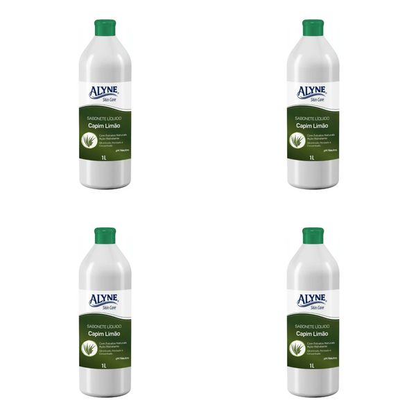 Kit c/4 Sabonetes Liquido Alyne 1L Capim Limão