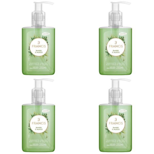 Kit c/4 Sabonetes Líquido Francis Pump 250ml Verde