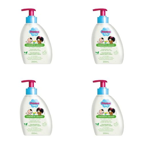 Kit c/4 Sabonetes Liquido Infantil Turma Da Mônica 200ml Glicerinado Com Aloe Vera Kit c/4 Sabonetes Liquido Infantil Turma Da Mônica 200ml Glicerinado Com Aloe Vera