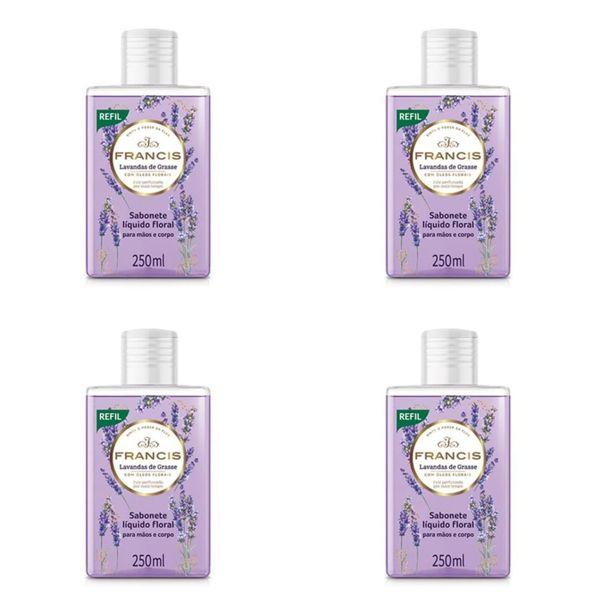 Kit c/4 Sabonetes Liquido Francis Refil 250ml Lilás