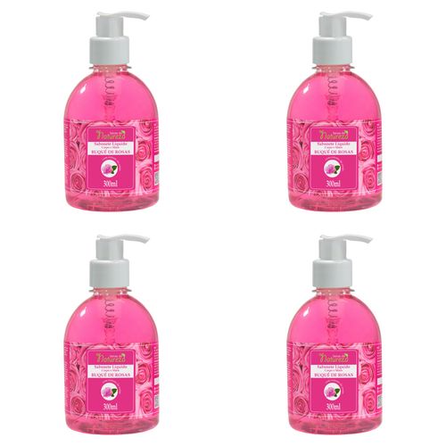 Kit c/4 Sabonetes Líquido Aromatica S.Natureza Buque Rosas 300ml cada