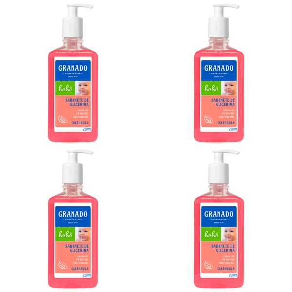 Kit c/4 Sabonetes Liquido Infantil Granado Bebê 250ml Calendula