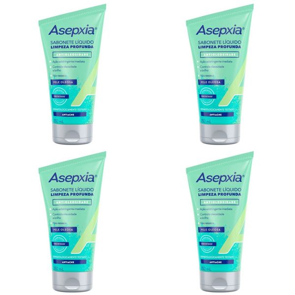 Kit c/4 Sabonetes Líquido Asepxia 150ml Limpeza