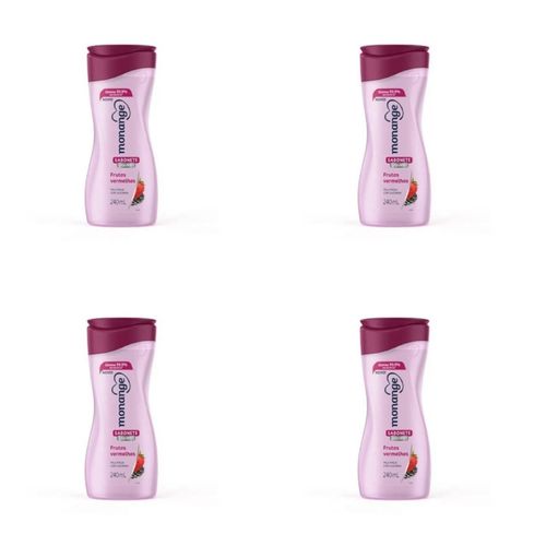 Kit c/4 Sabonetes Liquido Monange 240ml Frutas Vermelhas