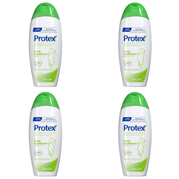 Kit c/4 Sabonetes Íntimo Protex 200ml Fresh Equilibrium