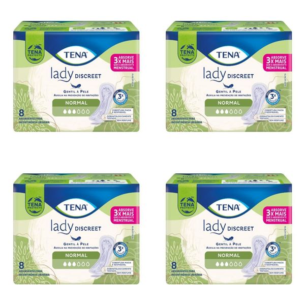 Kit c/4 Absorventes Tena Lady Discreet Normal c/8 Unidades cada