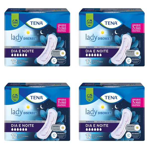 Kit c/4 Absorventes Tena Lady Discreet Dia E Noite Com 20 Unidades cada