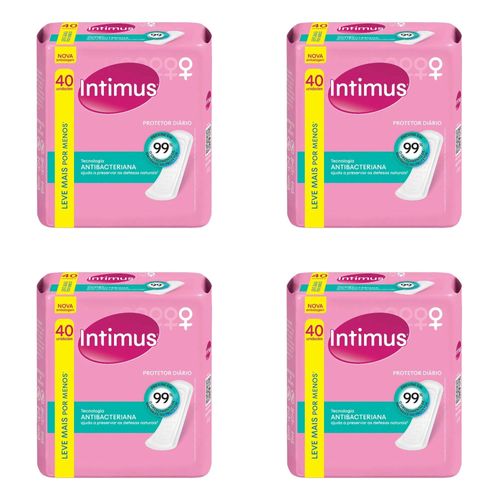 Kit c/4 Absorventes Intimus Protetor Diario Antibacteriana Suave 40 Unidades