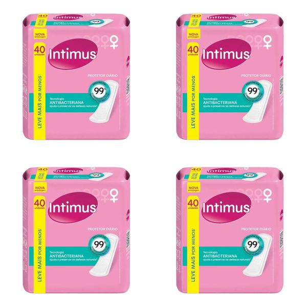 Kit c/4 Absorventes Intimus Protetor Diario Antibacteriana Suave 40 Unidades