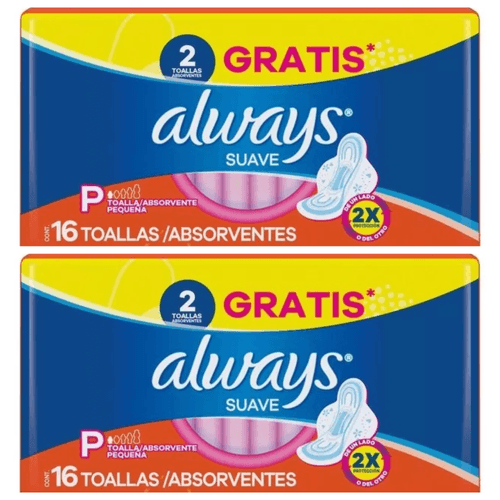 Kit c/2 Absorventes Básico Malha Suave Com Abas Always Simples 16 Unidades cada Kit c/2 Absorventes Básico Malha Suave Com Abas Always Simples 16 Unidades cada