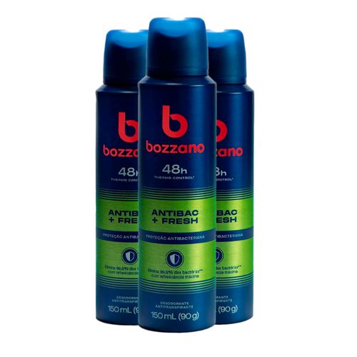Kit c/3 Unidades de Desodorante Aerosol Bozzano 90g Antibac Fresh