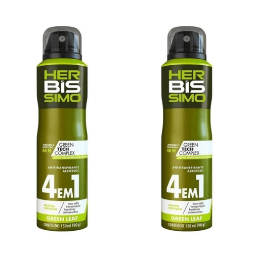 Kit c/2 Unidades de Desodorante Aerosol Herbissimo 150ml Green Leaf Kit c/2 Unidades de Desodorante Aerosol Herbissimo 150ml Green Leaf