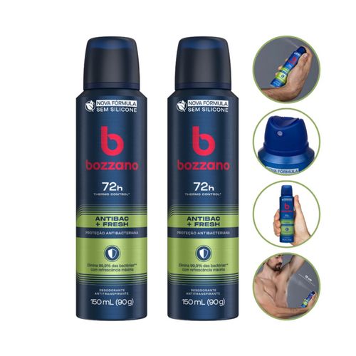 Kit c/2 Unidades de Desodorante Aerosol Bozzano 90g Antibac Fresh Kit c/2 Unidades de Desodorante Aerosol Bozzano 90g Antibac Fresh
