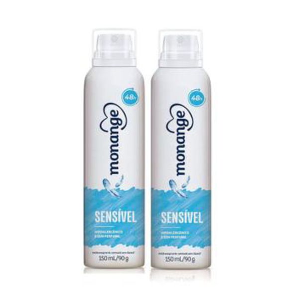 Kit c/2 Unidades de Desodorante Aerosol Monange 90g Sem Álcool Perfume