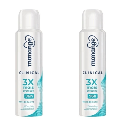 Kit c/2 Unidades de Desodorante Aerosol Monange Clinical 94g Revigorante Kit c/2 Unidades de Desodorante Aerosol Monange Clinical 94g Revigorante