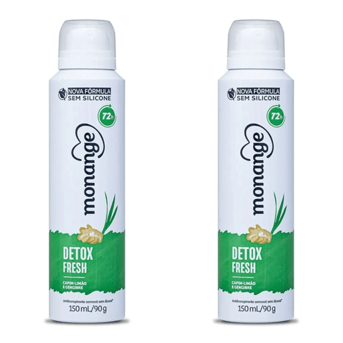 Kit c/2 Unidades de Desodorante Aero Monange 90g Detox Fresh Kit c/2 Unidades de Desodorante Aero Monange 90g Detox Fresh